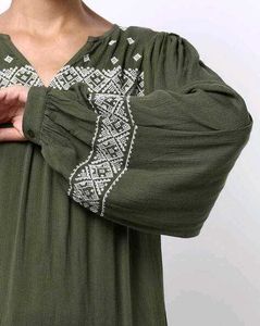 Marks &amp; Spencer Women Olive Green Solid Top