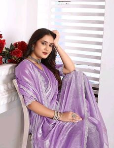 💜Jimmy Choo Copy Purple Shimmer Partywear Saree