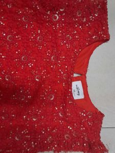 Red Sequence Crop Top
