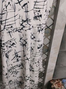 Off White Black Printed Branded Dress Knee Leng