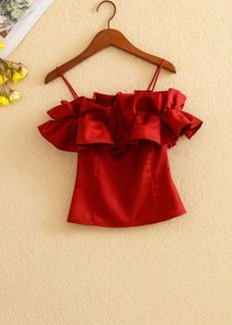 Red Ruffle Off-the-Shoulder Top