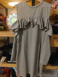 grey dress with frill and long sleves