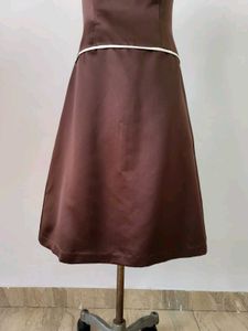 Brown Strapless Satin Dress