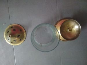 Brass Diya With Glass Shield Used And New Stainless Steel Deep Fryer