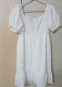White Puff Sleeve Mini Dress