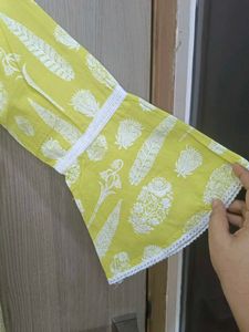 Yellow Printed Kurta Palazzo Set