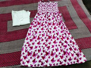 Butterfly Print Dress with Top