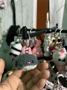 Crochet Handmade Amigurumi Whale Keychain