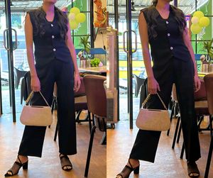 Sleek Black Sleeveless Vest & Pant Set