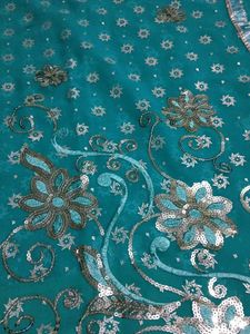 Aqua Blue Embroidered Saree