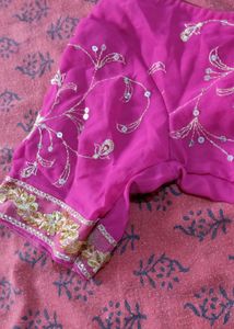 Pink Embroidered Saree