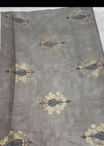 Beautiful grey and golden Soft linen cotton fabric