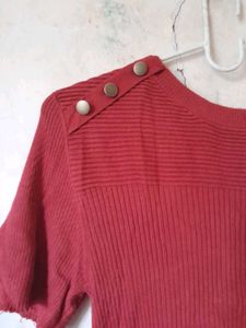 Rust Ribbed Knit Top