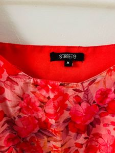 Street9 Orange Floral Dress With Side Cut Out