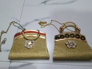 Golden Glitter Clutch Bag Set
