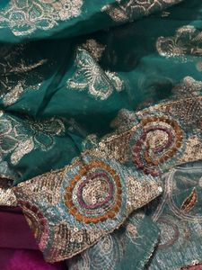 Half Net Embroidered Saree