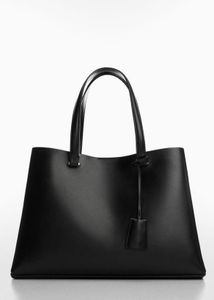 Mango Solid Minimalist Black Tote Bag