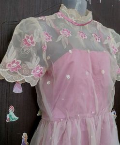 Pink Floral Overlay Princess Dress