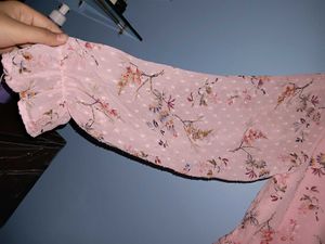 Pink Floral Chiffon Party Wear Top
