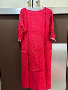 Embroidered Red Kurta