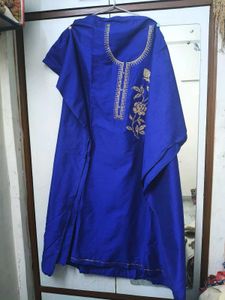 Blue- Cream Unstitch Kurta Salwar Set