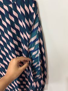 Patterned Blouse with Crochet Detail