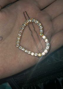 Heart Rhinestone Hair Clip Set Of 2