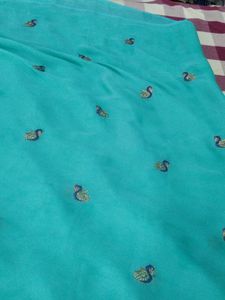 Beautiful  Sea Green Georgette Saree