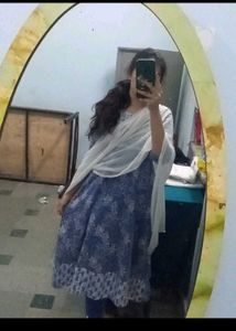 Blue White Cotton Xl Frock Legi Treditional Women