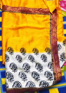 Yellow &amp; White Saree With beautiful design