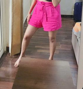 Pink Linen Shorts