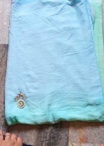 Sky Blue Blouse with Light Weight Saree