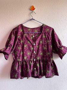 Floral Print Peplum Top