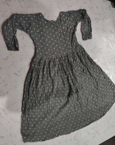Gray Polka Dot Anarkali Kurta