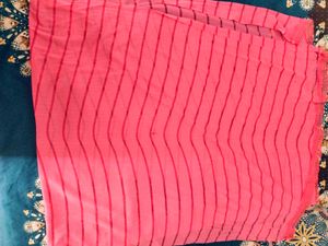 Pink Striped Fabric with Lace Trim
