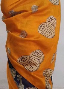 Printed Orange &amp; Blue Saree