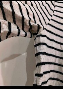 Femella Balck White Striped Korean Top Size L
