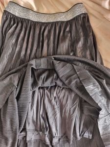 Maison Blanche Pleated Midi Skirt Silver Waistband