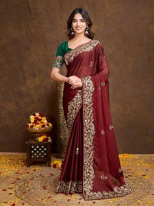Premium Software Rangoli Silk Fabric Saree Set