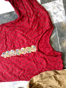 Red Embroidered Kurta Set