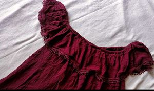 Maroon Off-Shoulder Top