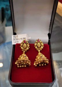 Antique Gold Plated Silver Jhumka Earrings