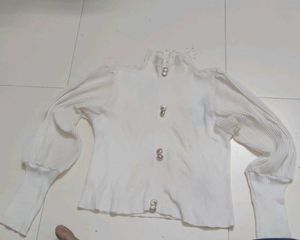 Elegant White Button Top