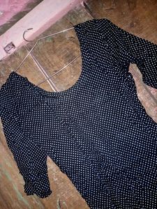 White -black Polka Dot Design Kurti