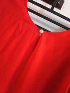 Red Ruffled Sleeve Top