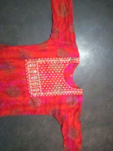 Red Embellished Kurti