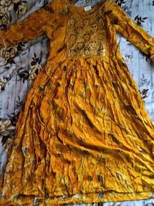 Yellow, Gold Mixed Colour Cotton  Kurtha