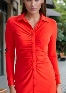 Chic Red Shirt Dress