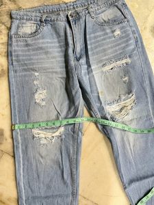 Ripped boyfriend fit denim