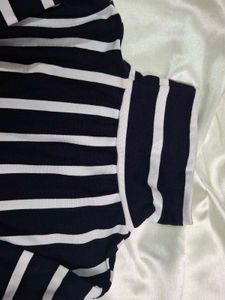 Striped Turtleneck Knit Top